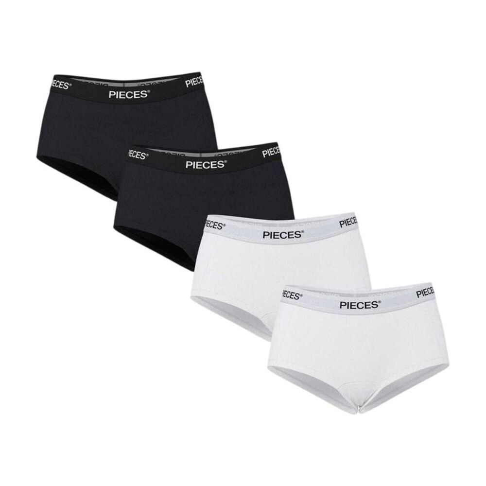 Pieces Womens/Ladies Plain Hipster Briefs (Pack of 4) / Black/White
